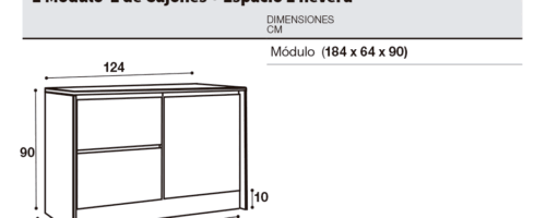 1 Módulo 1 de Cajones + Espacio 1 nevera